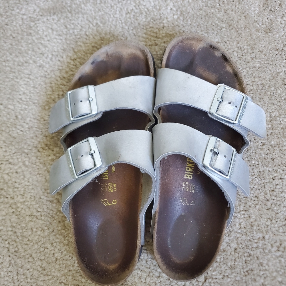 Silver Birkenstock 39, 8-9 us Birkoflor.